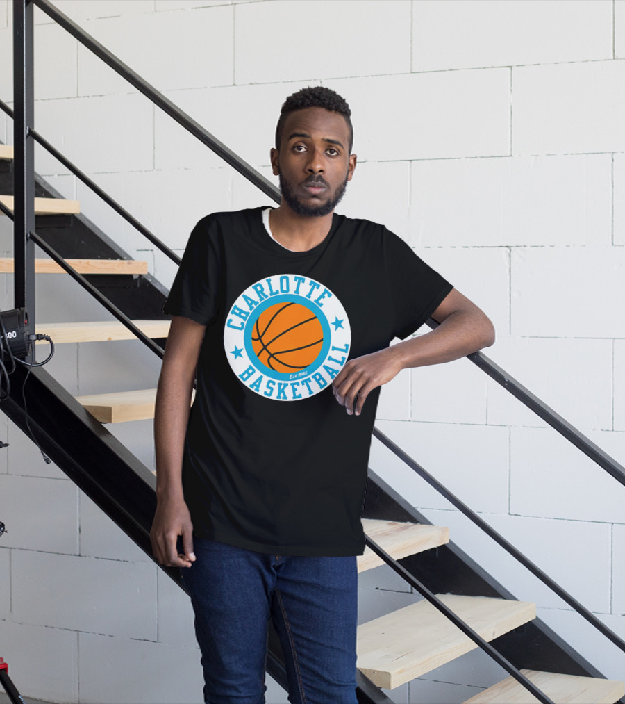 Charlotte Basketball Est 1988 Logo Vintage Style Circle Emblem T-Shirt