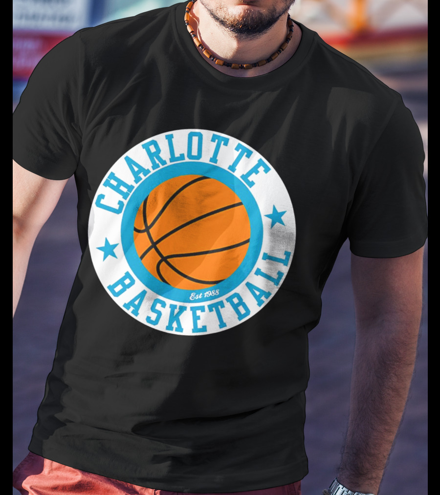 Charlotte Basketball Est 1988 Logo Vintage Style Circle Emblem T-Shirt