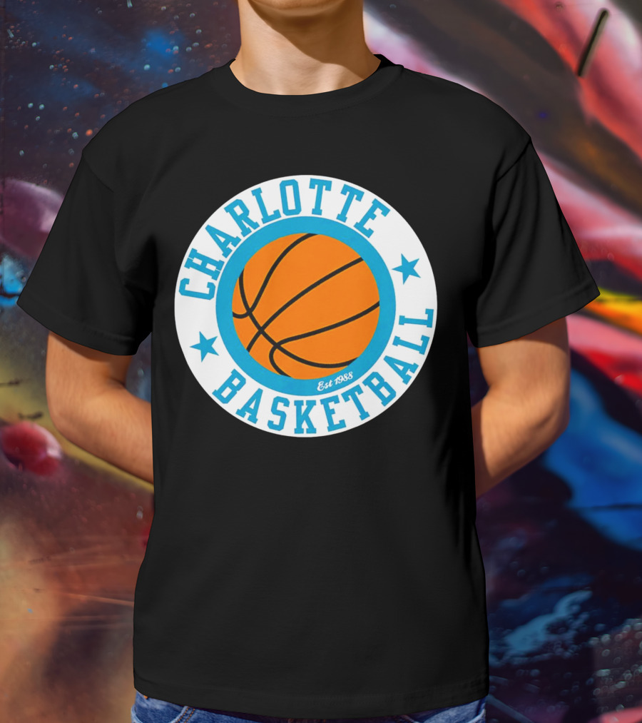 Charlotte Basketball Est 1988 Logo Vintage Style Circle Emblem T-Shirt