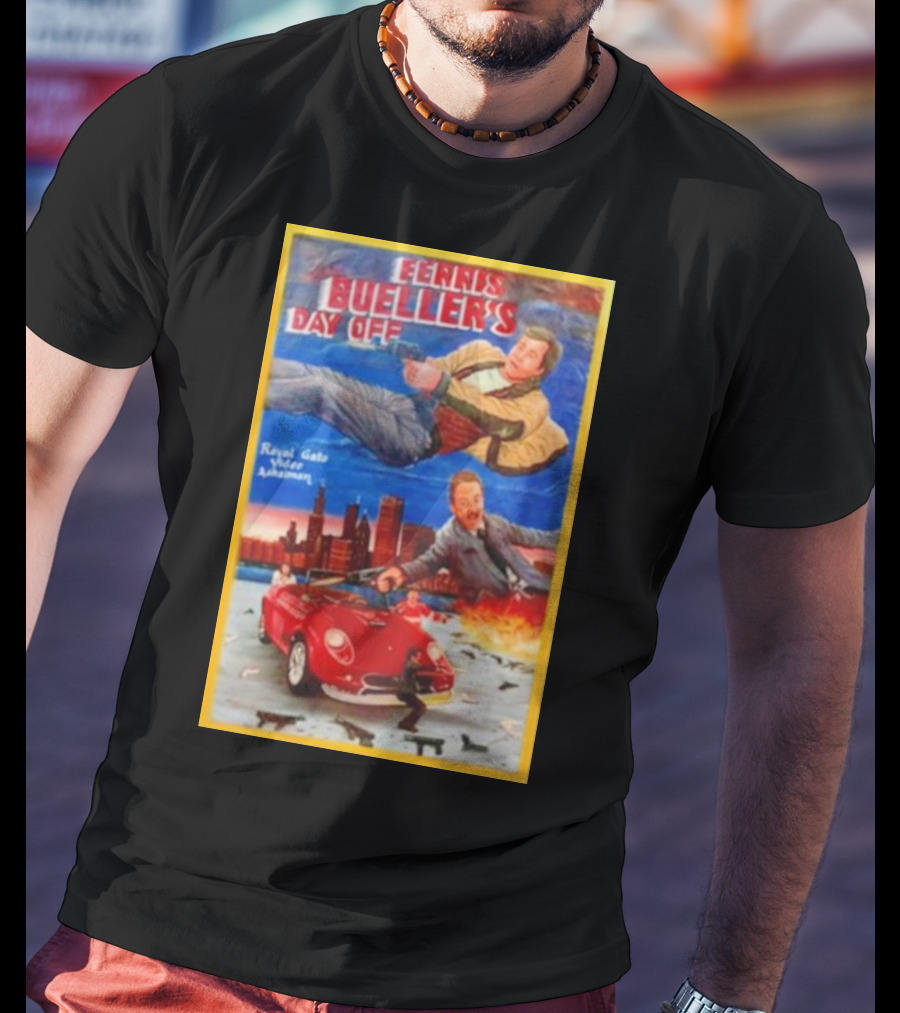 Ferris Bueller's Day Off Royal Gato Video Ashaiman Explosive Artwork With Thrilling City Escape T-Shirt