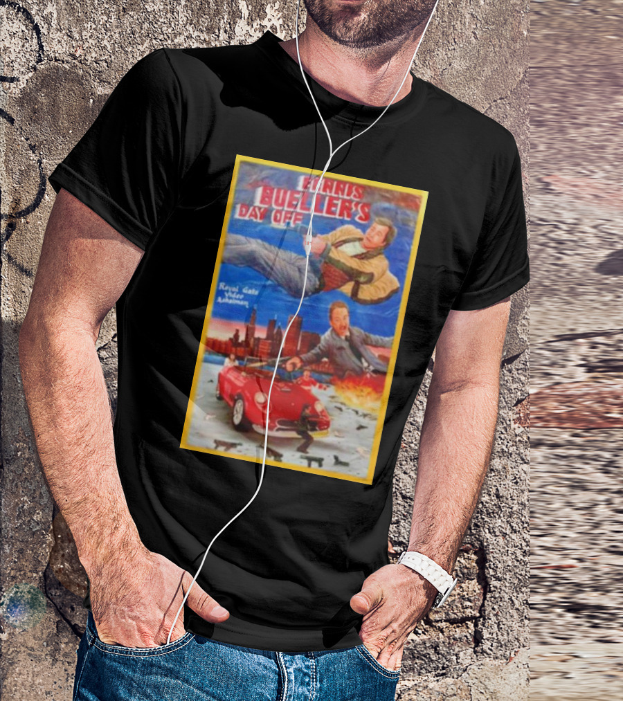 Ferris Bueller's Day Off Royal Gato Video Ashaiman Explosive Artwork With Thrilling City Escape T-Shirt