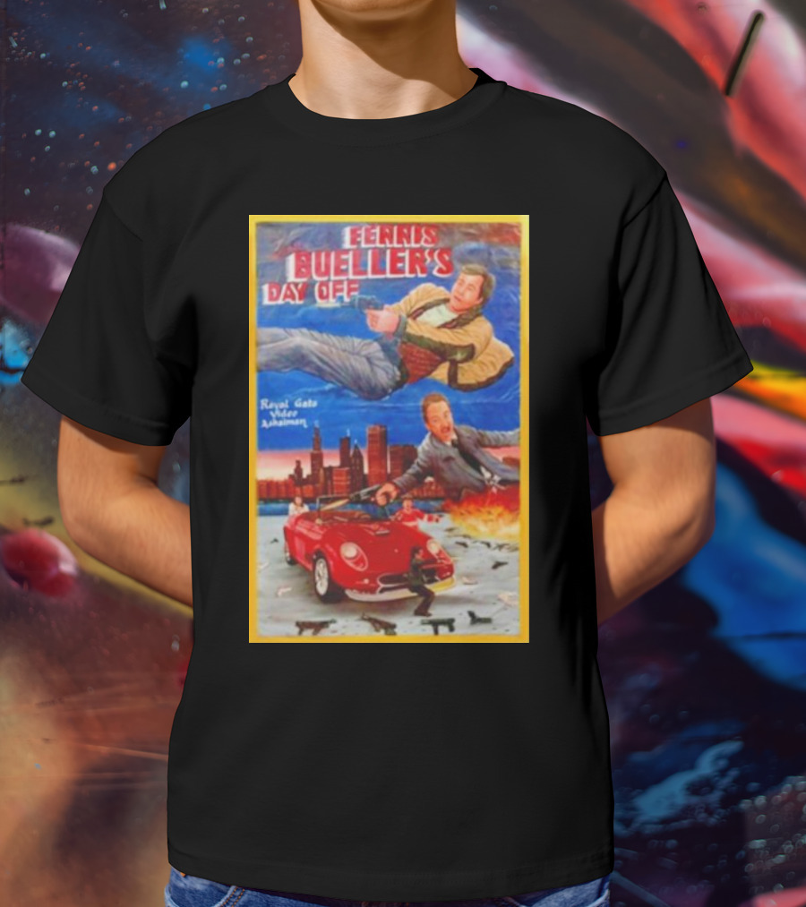 Ferris Bueller's Day Off Royal Gato Video Ashaiman Explosive Artwork With Thrilling City Escape T-Shirt