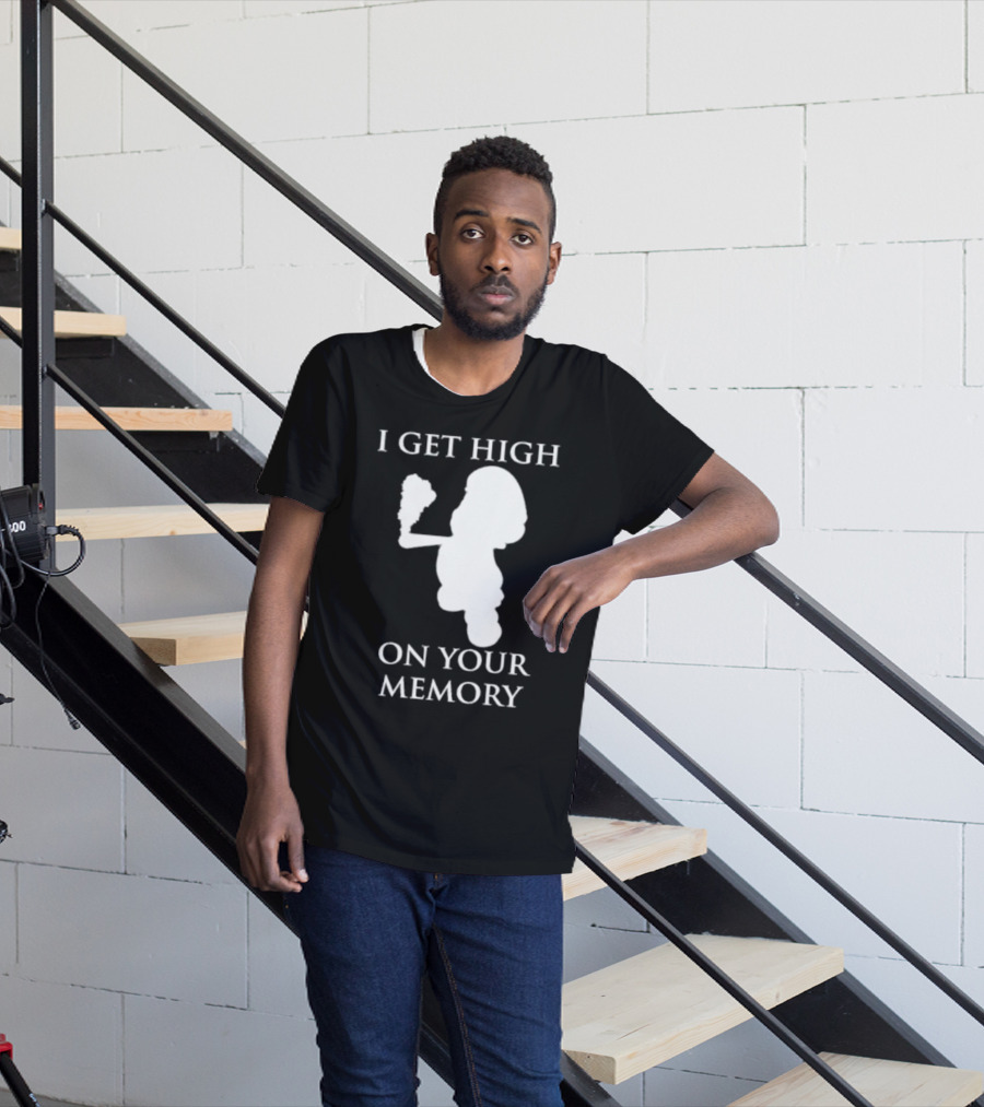 I Get High On Your Memory Mario Silhouette Smoking Pipe T-Shirt