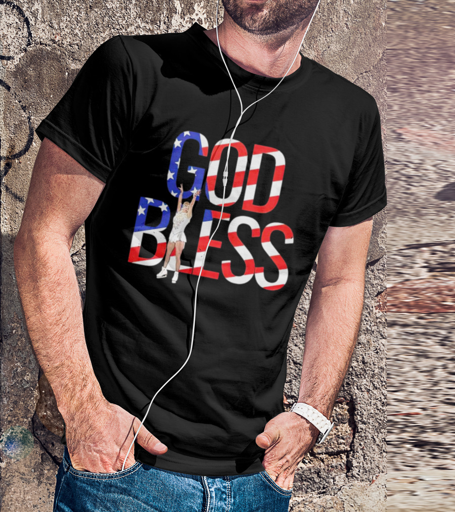 Men’s Tonya Harding God Bless American Flag Figure Skater T-Shirt