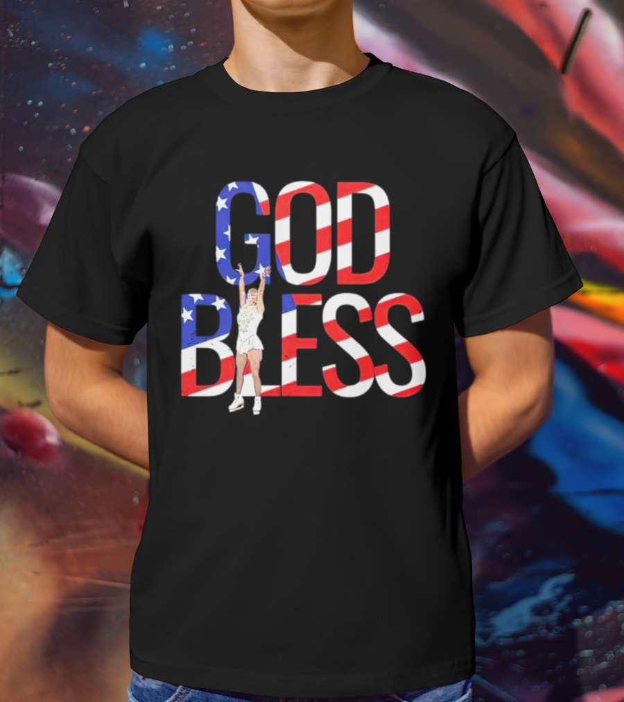 Men’s Tonya Harding God Bless American Flag Figure Skater T-Shirt