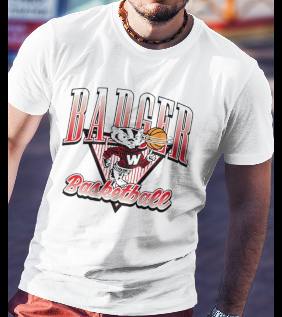 Badger Basketball Wisconsin Basketball Ringer T-Shirt