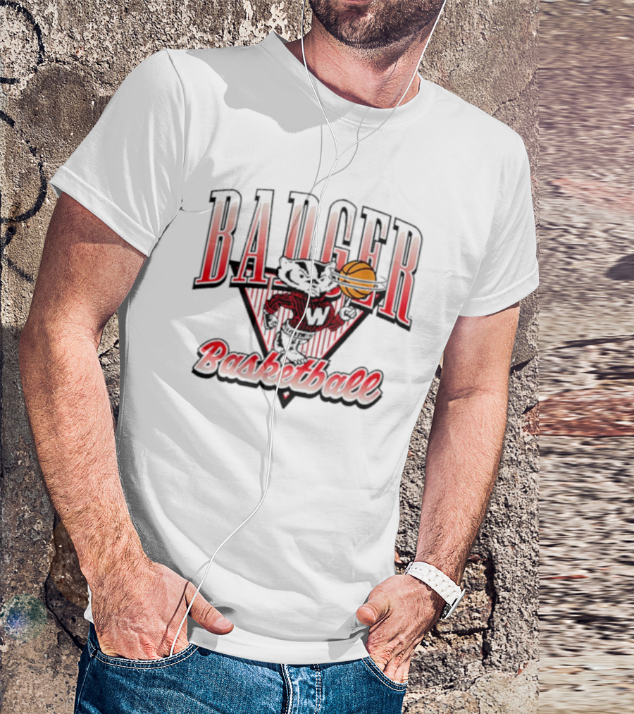 Badger Basketball Wisconsin Basketball Ringer T-Shirt