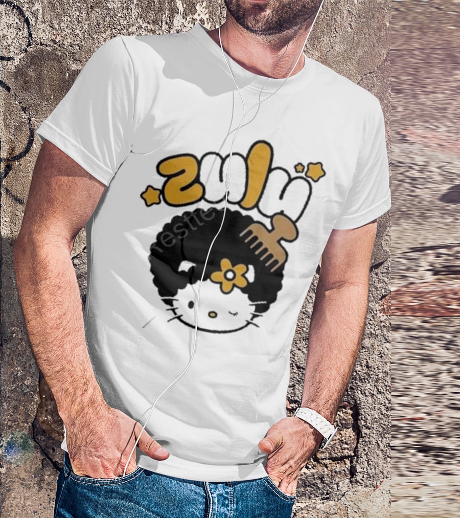 Zulu Kitty Afro Comb And Star T-Shirt