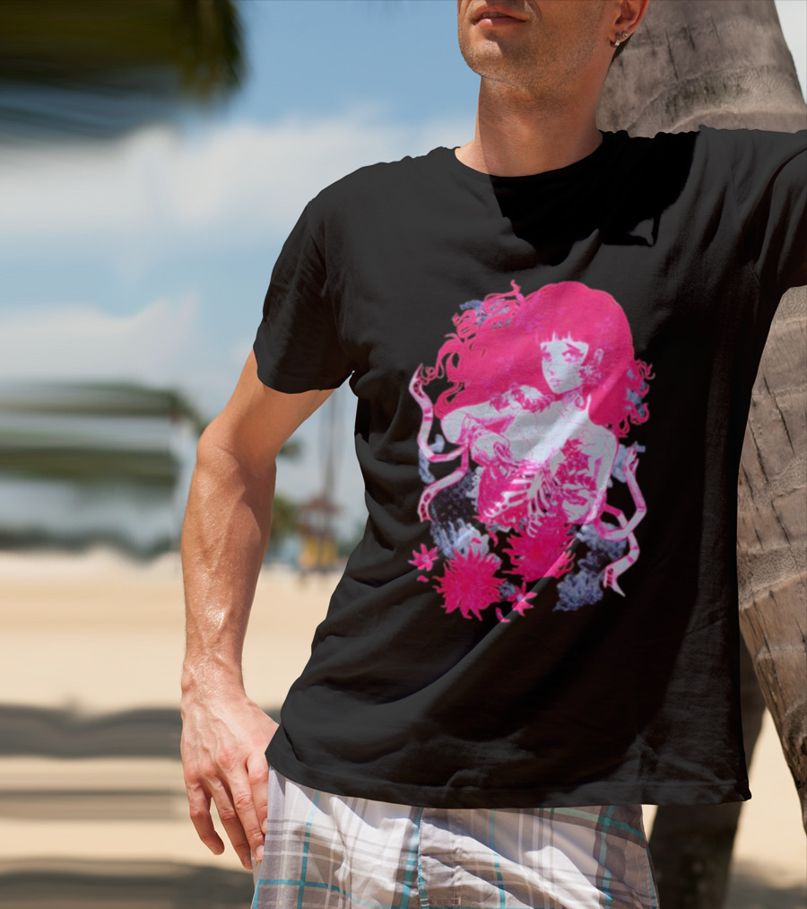 Centipede Girl Rib Cage Pink Floral T-Shirt