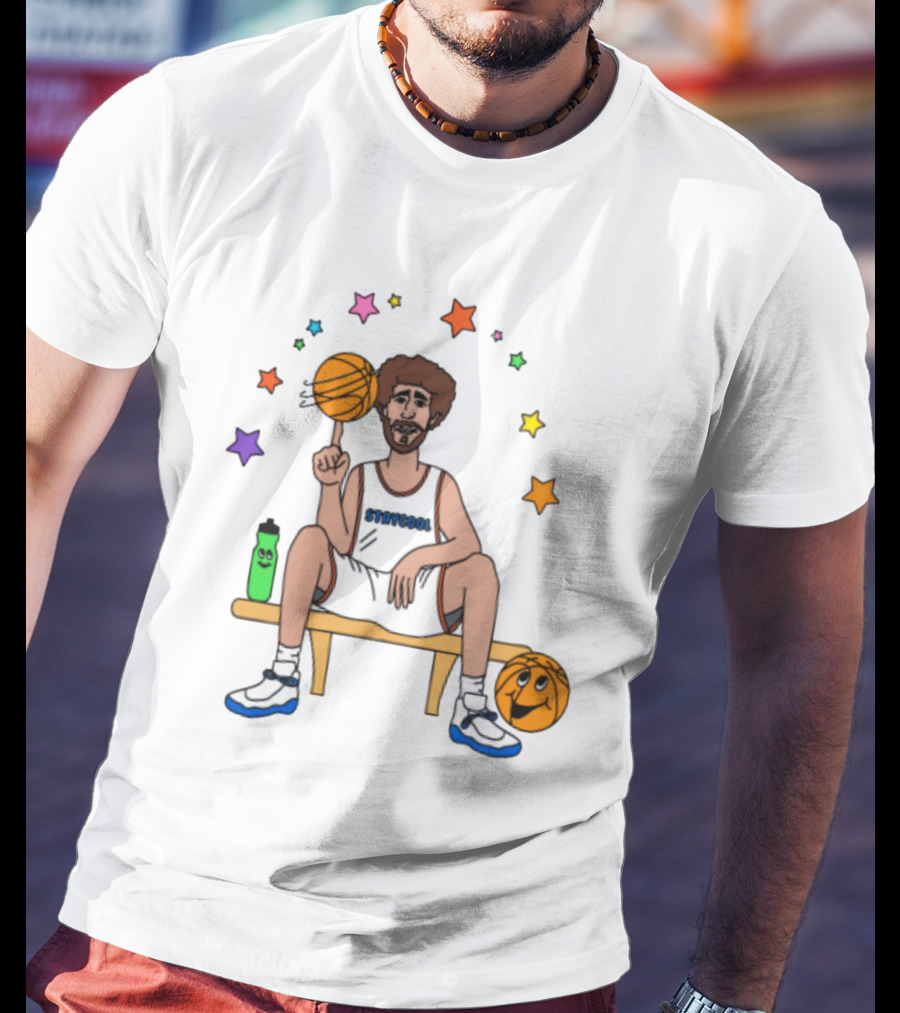 Staycool Basketball Bench With Stars And Basketballs T-Shirt