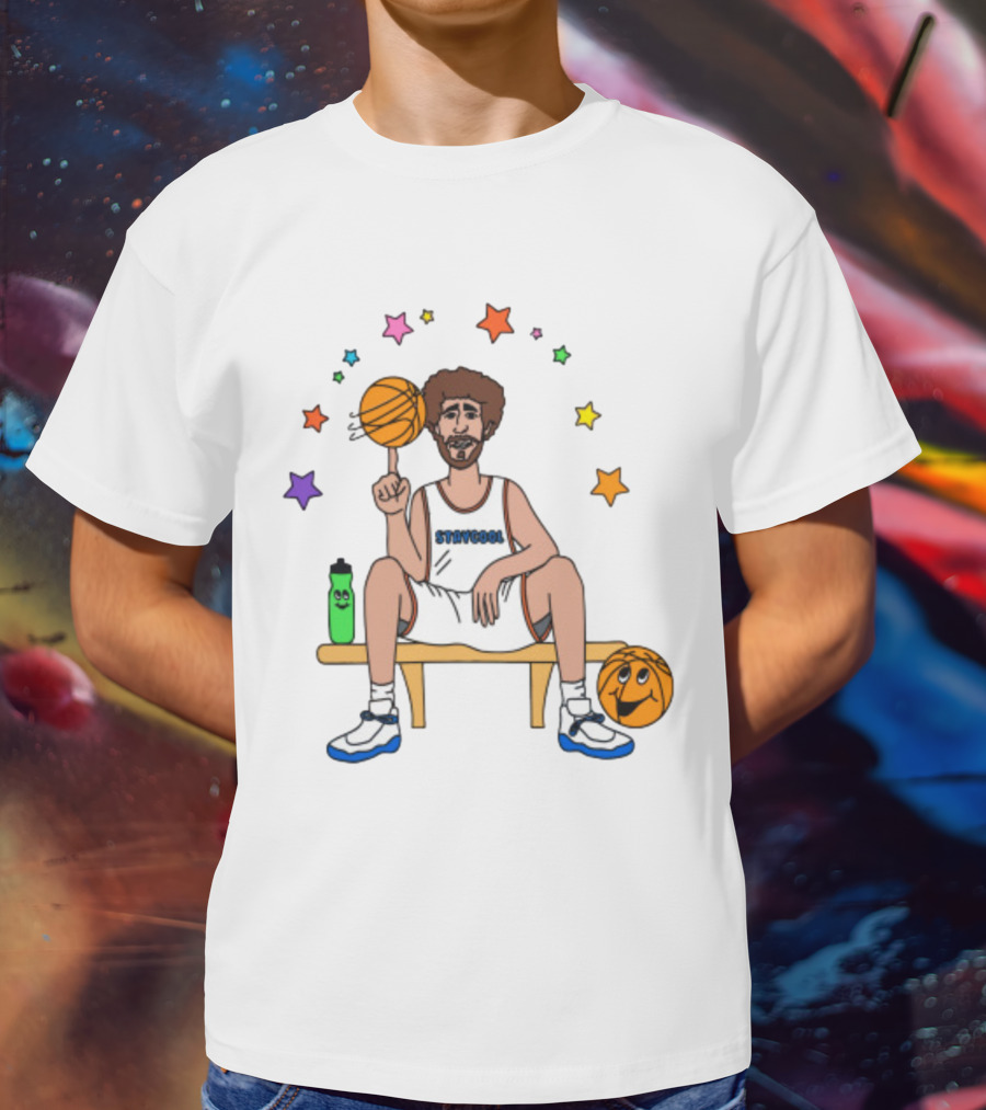 Staycool Basketball Bench With Stars And Basketballs T-Shirt