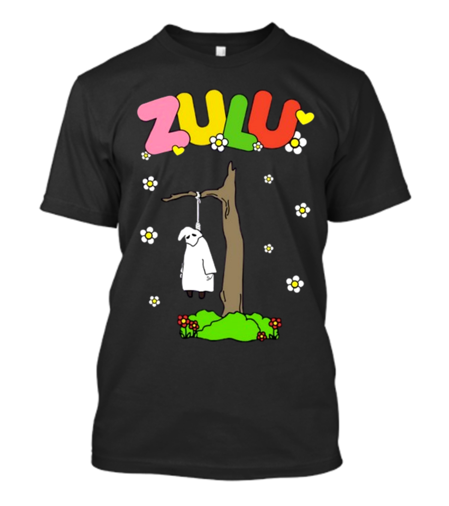 Zulu Hanging Tree With Colorful Text And Heart Flowers T-Shirt