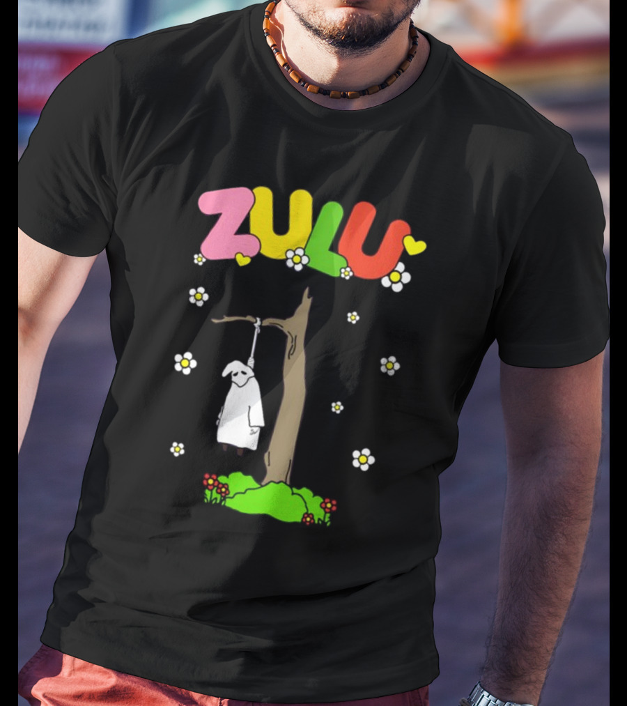 Zulu Hanging Tree With Colorful Text And Heart Flowers T-Shirt