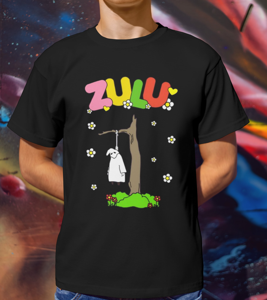 Zulu Hanging Tree With Colorful Text And Heart Flowers T-Shirt