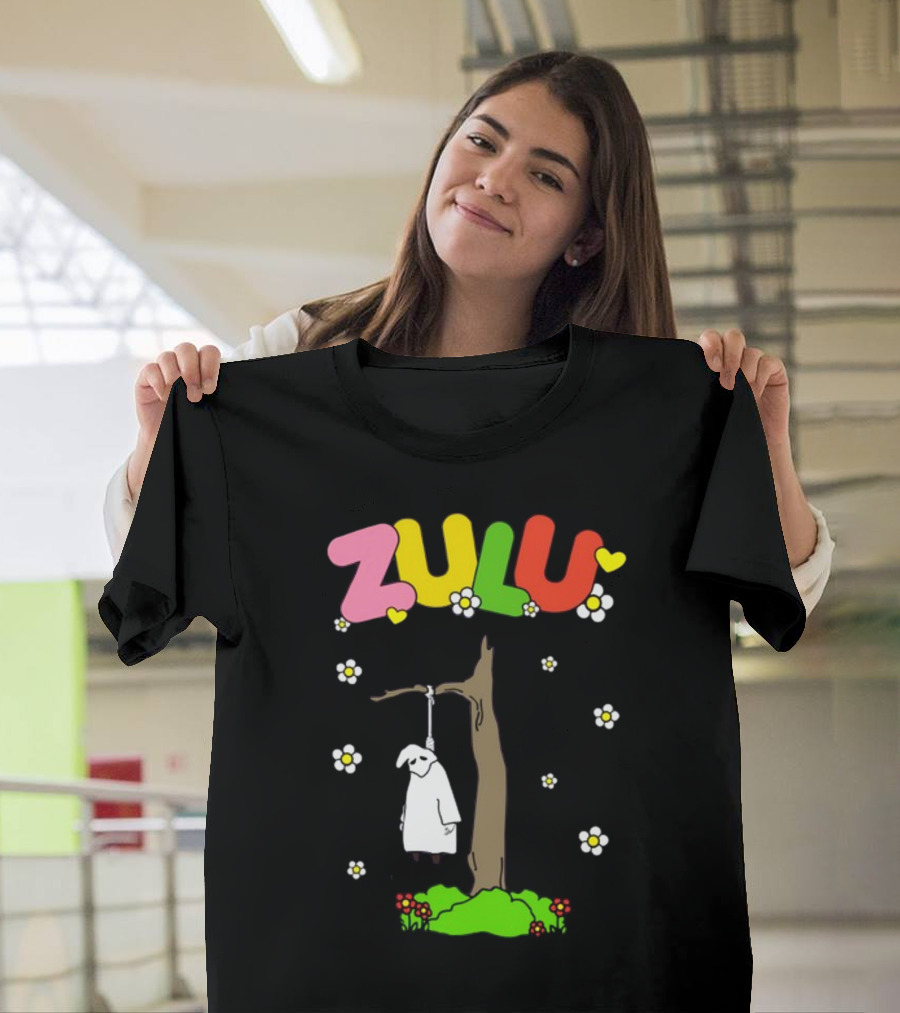 Zulu Hanging Tree With Colorful Text And Heart Flowers T-Shirt