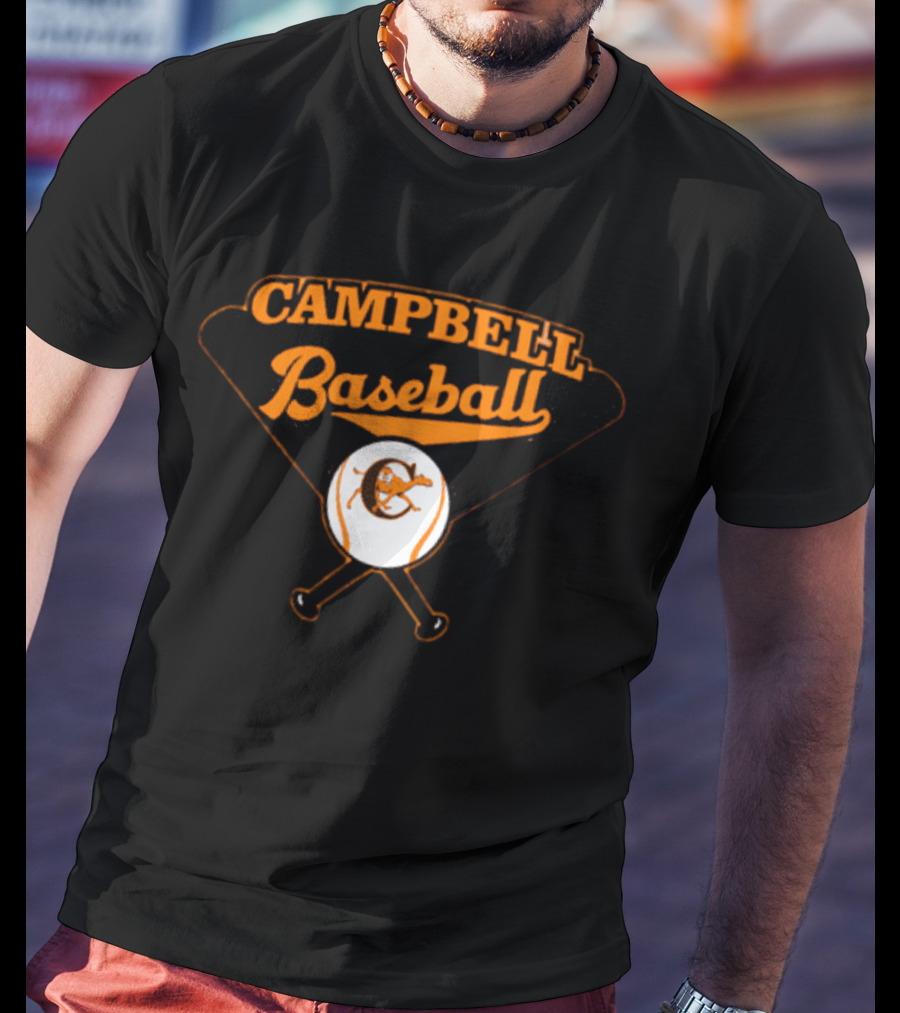 Campbell Baseball Crossed Bats T-Shirt