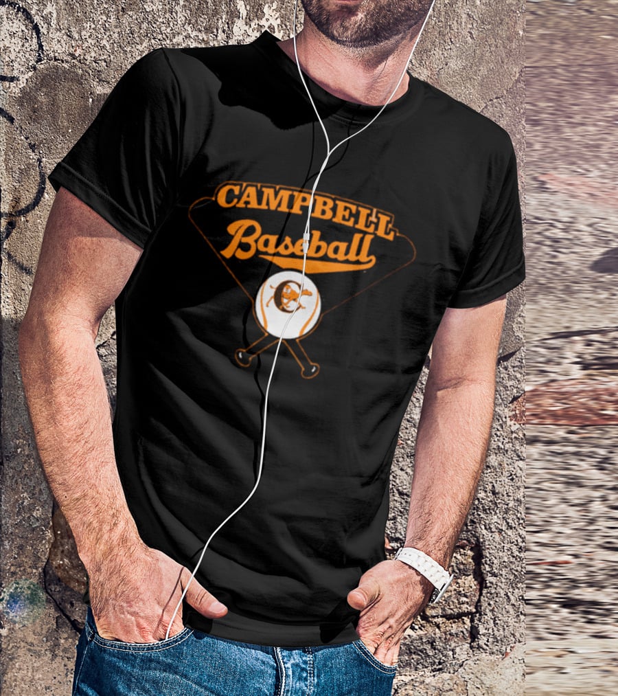 Campbell Baseball Crossed Bats T-Shirt