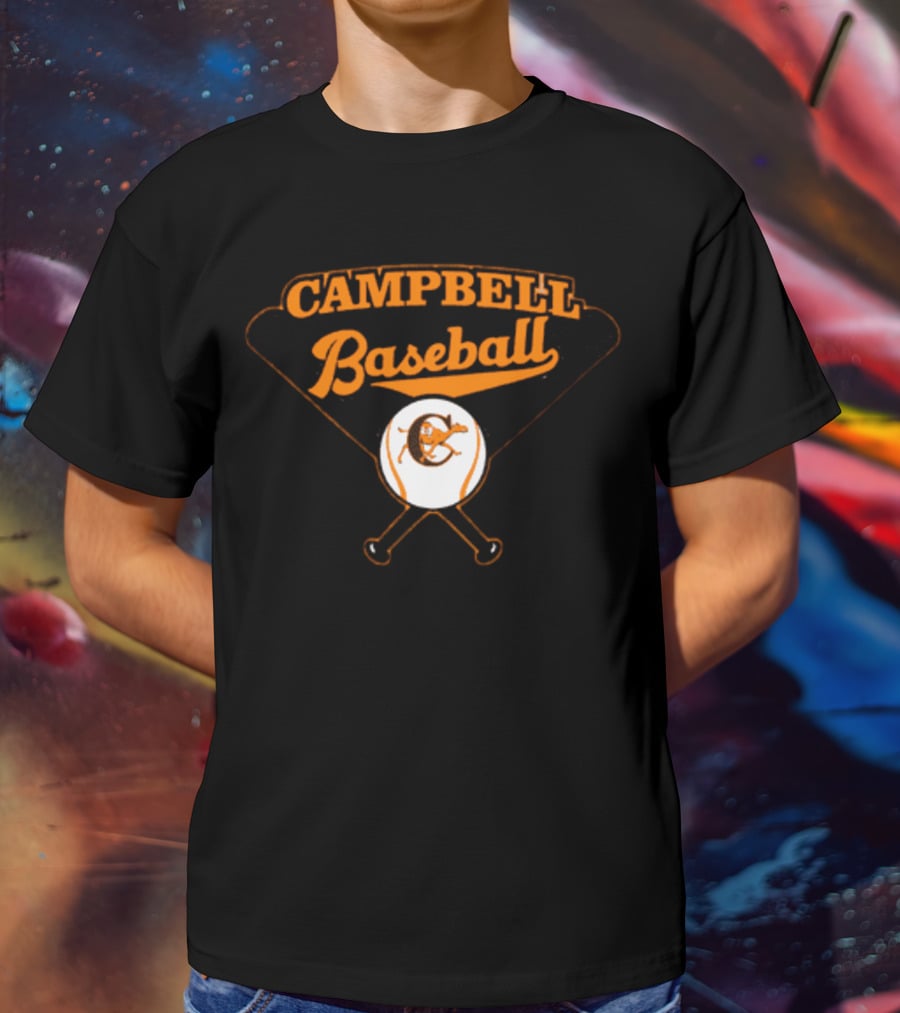 Campbell Baseball Crossed Bats T-Shirt