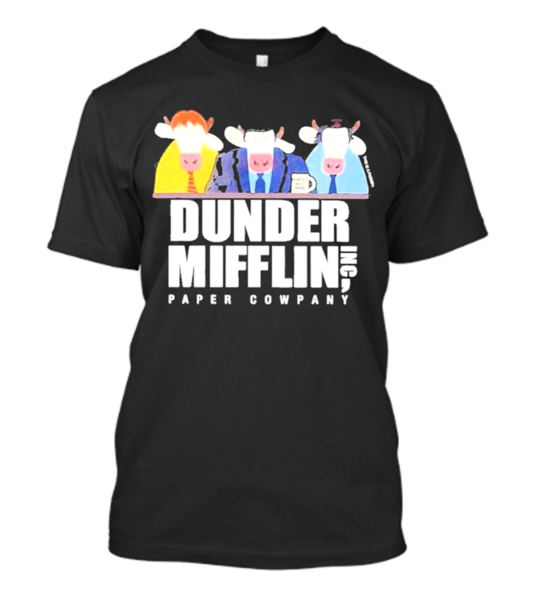 Dunder Mifflin Inc Paper Cowpany Cow Characters T-Shirt