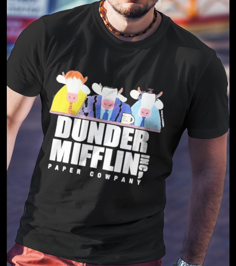 Dunder Mifflin Inc Paper Cowpany Cow Characters T-Shirt