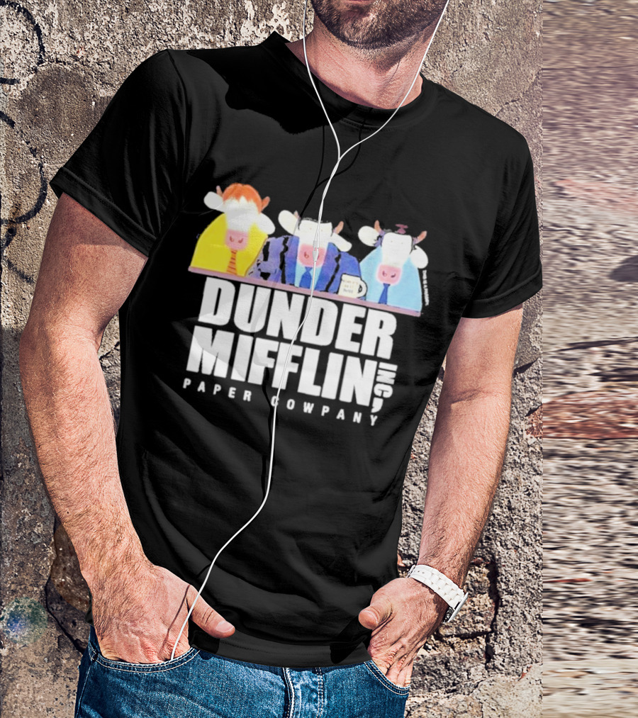 Dunder Mifflin Inc Paper Cowpany Cow Characters T-Shirt