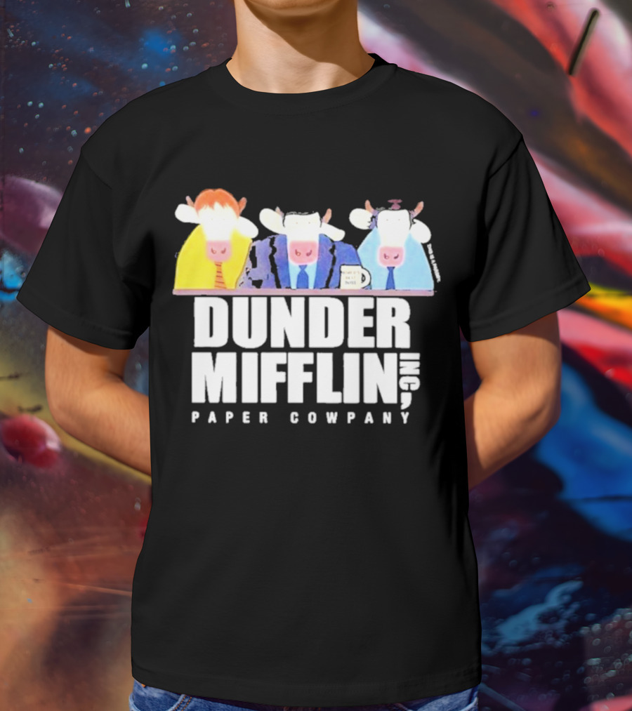 Dunder Mifflin Inc Paper Cowpany Cow Characters T-Shirt