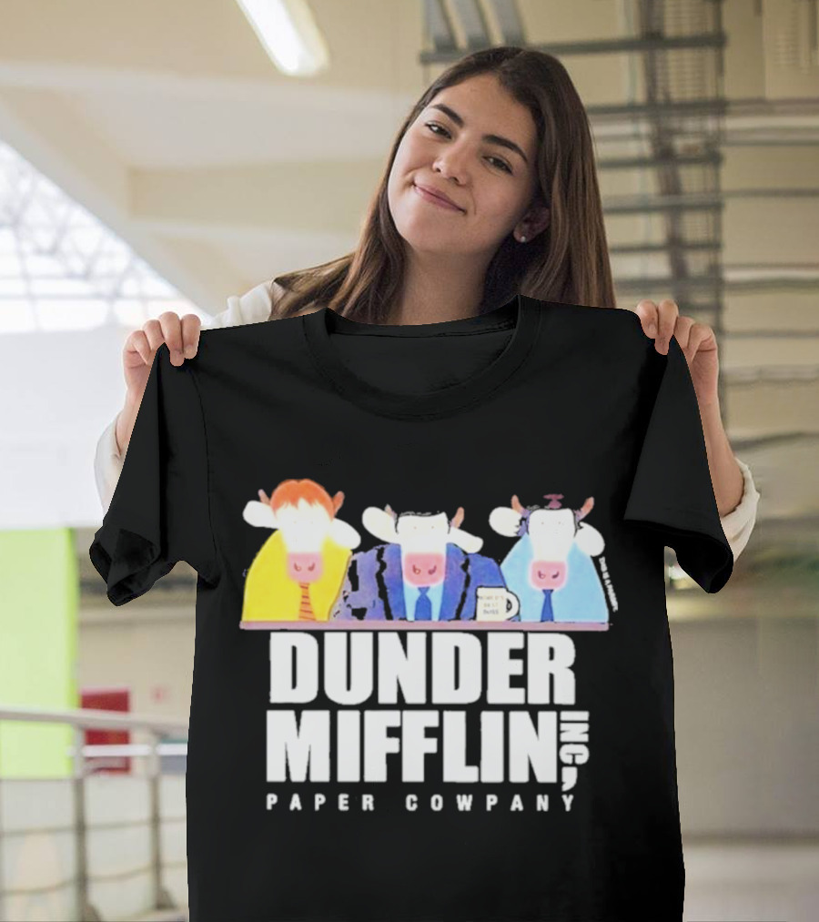 Dunder Mifflin Inc Paper Cowpany Cow Characters T-Shirt