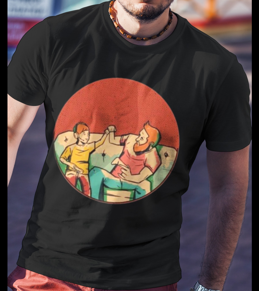 Father And Son Gaming Bond On The Couch T-Shirt