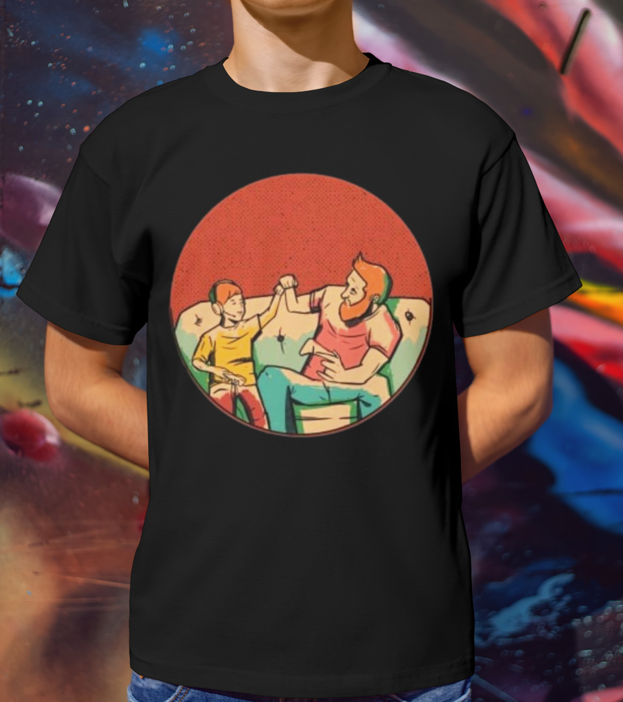 Father And Son Gaming Bond On The Couch T-Shirt