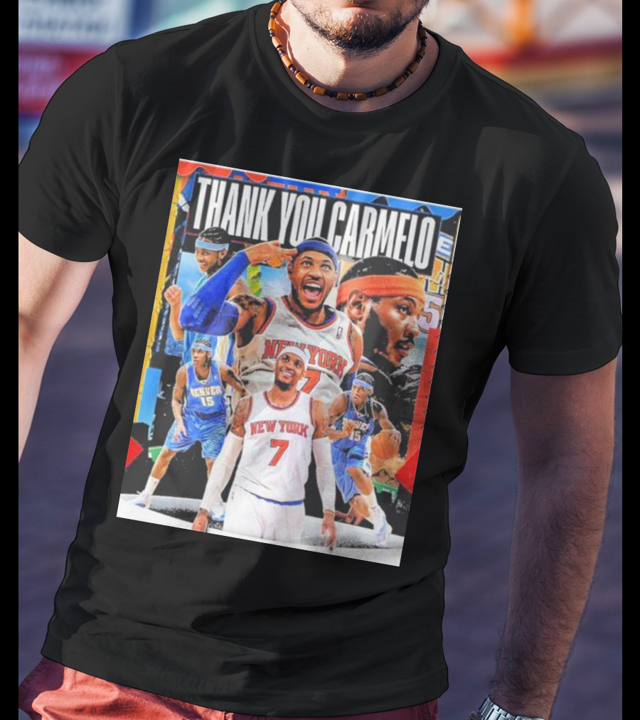 Thank You Carmelo New York 7 Denver 15 Basketball T-Shirt
