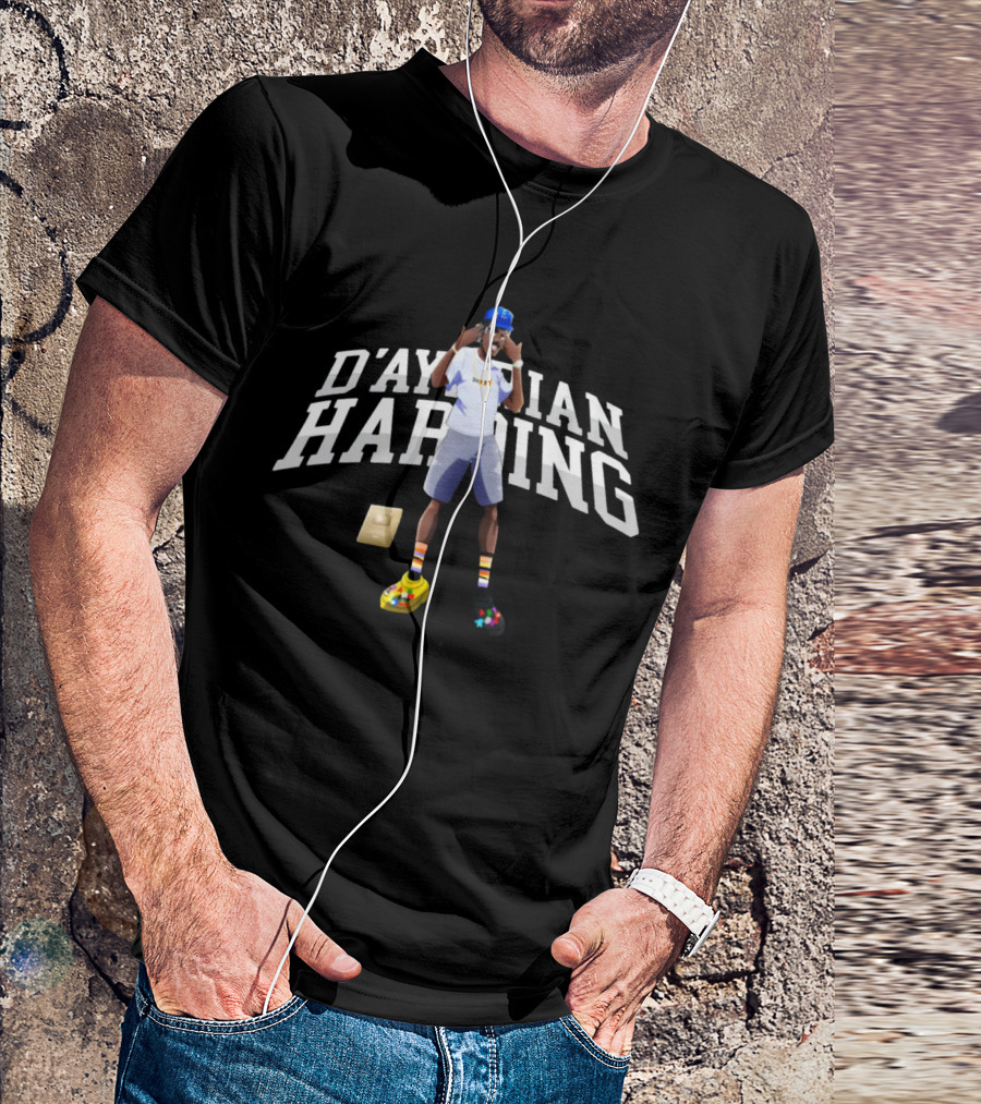 D'Aydrian Harding Merch Character In Blue Cap And Colorful Shoes With Gold Button T-Shirt
