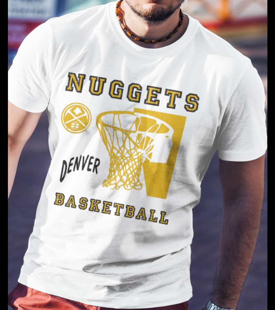 Nuggets Denver Basketball Slam Dunk White Men's Junk Food T-Shirt