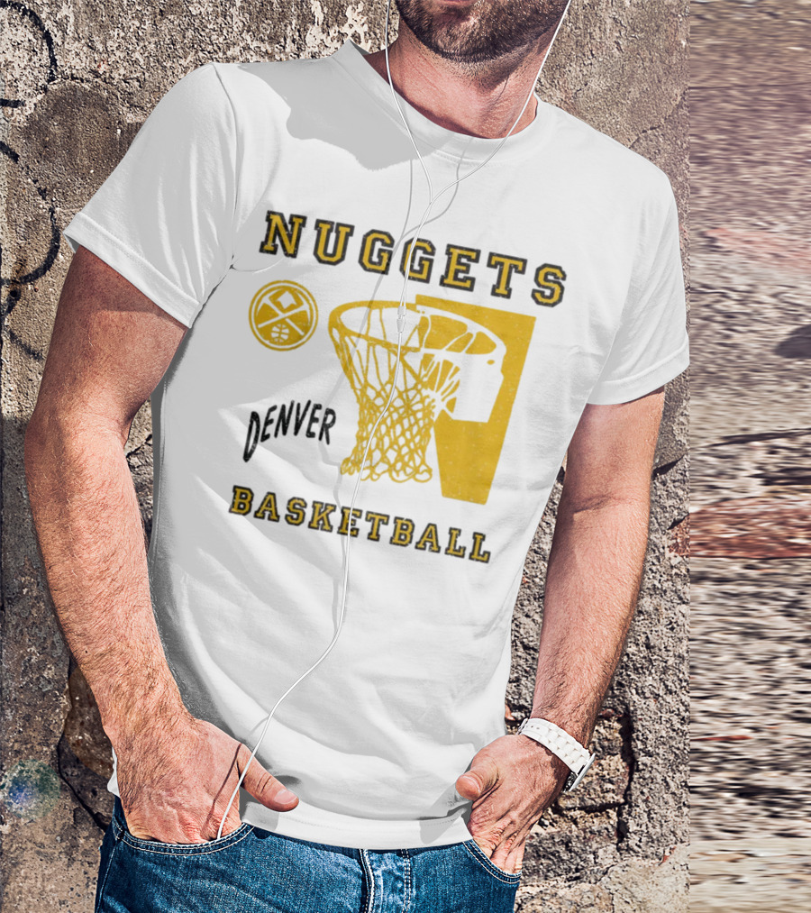 Nuggets Denver Basketball Slam Dunk White Men's Junk Food T-Shirt