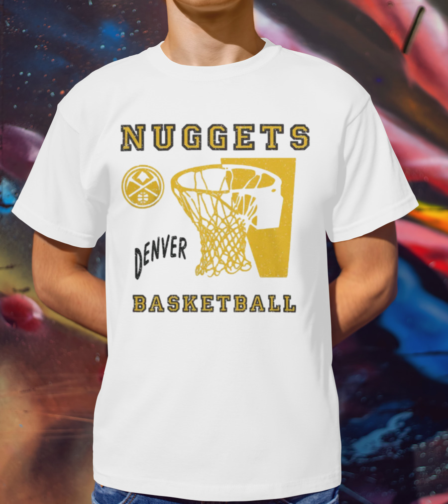 Nuggets Denver Basketball Slam Dunk White Men's Junk Food T-Shirt