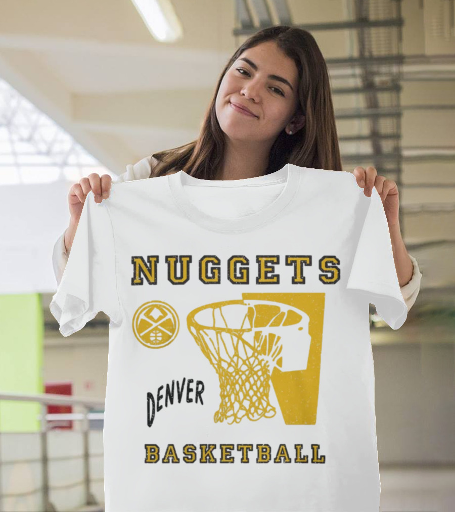 Nuggets Denver Basketball Slam Dunk White Men's Junk Food T-Shirt