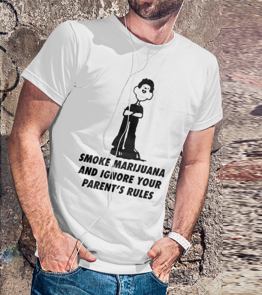 Smoke Marijuana And Ignore Your Parent’s Rules Stick Figure Standing With Crossed Arms T-Shirt