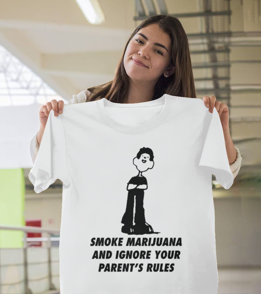 Smoke Marijuana And Ignore Your Parent’s Rules Stick Figure Standing With Crossed Arms T-Shirt