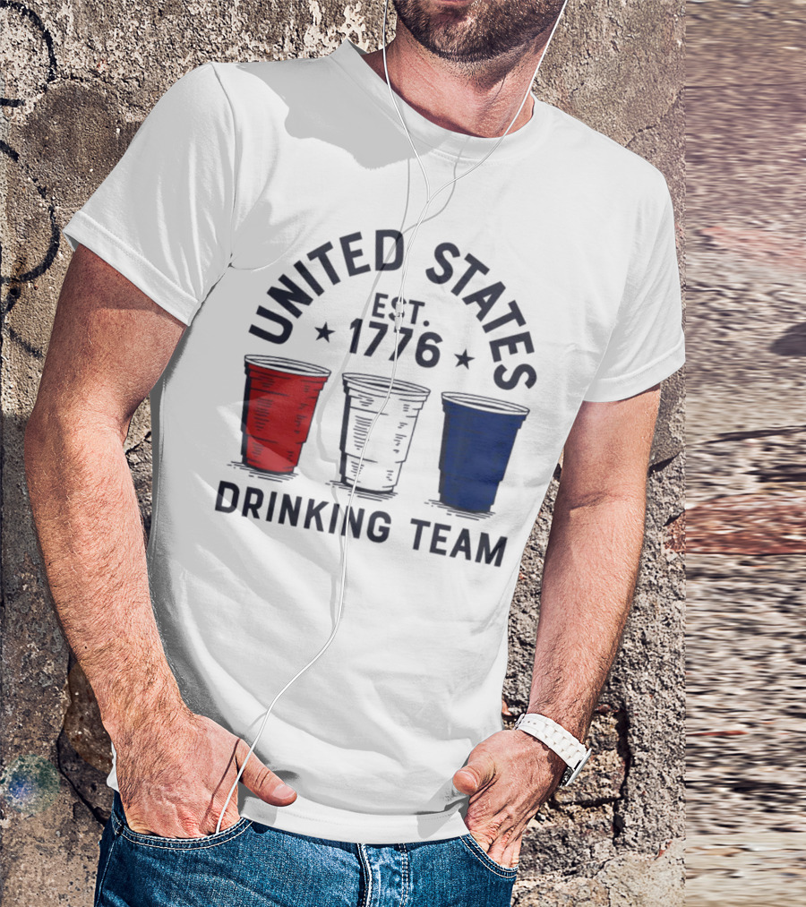 United States Drinking Team Est 1776 Red White Blue Cups T-Shirt