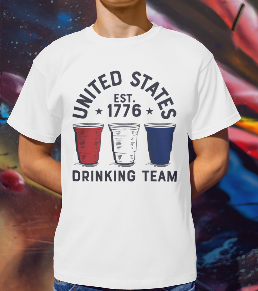 United States Drinking Team Est 1776 Red White Blue Cups T-Shirt