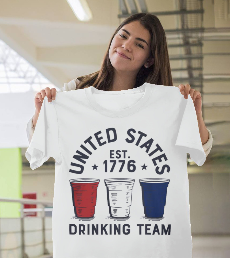 United States Drinking Team Est 1776 Red White Blue Cups T-Shirt