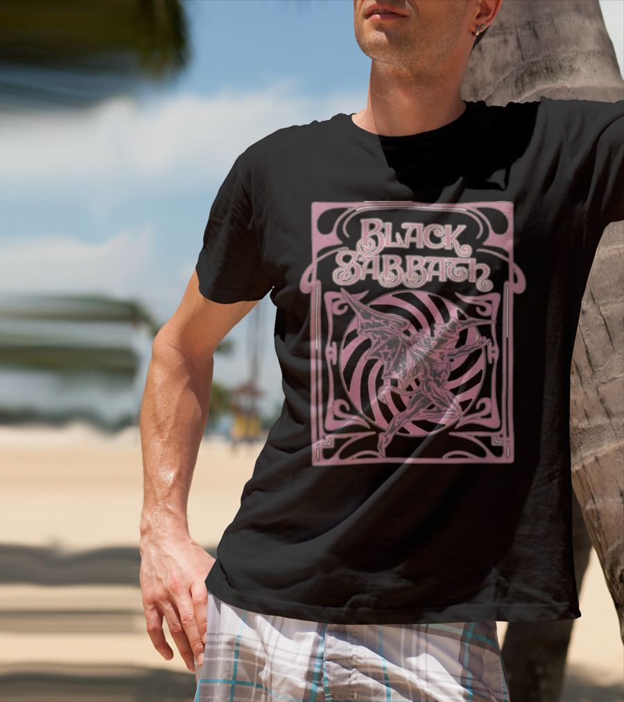 Black Sabbath Pastel Demon Art Nouveau Spiral T-Shirt