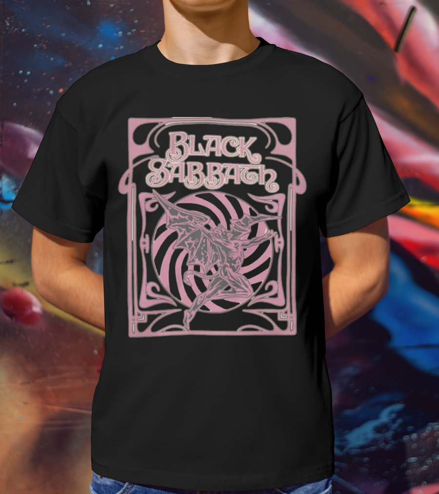Black Sabbath Pastel Demon Art Nouveau Spiral T-Shirt