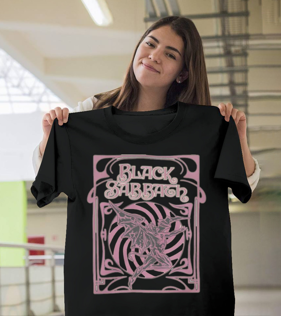 Black Sabbath Pastel Demon Art Nouveau Spiral T-Shirt
