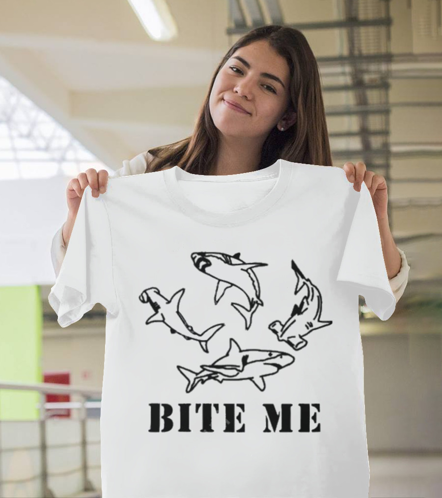 Bite Me Shark With Hammerhead And Great White T-Shirt