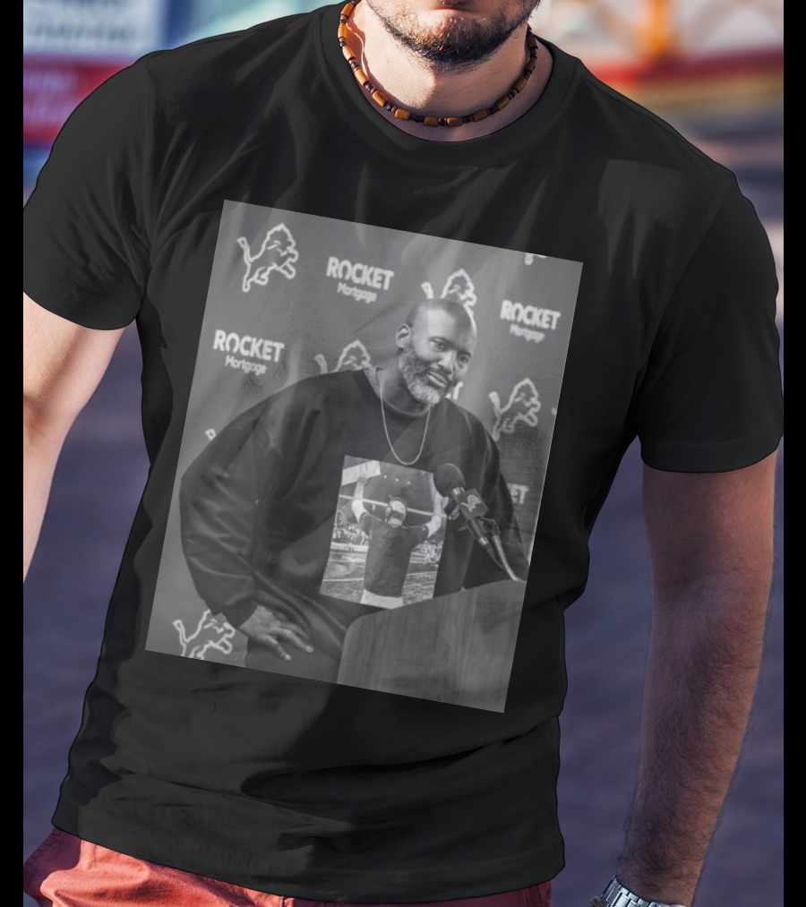 Dan Campbell Holmes Rocket Mortgage Lions Fan Speaker T-Shirt