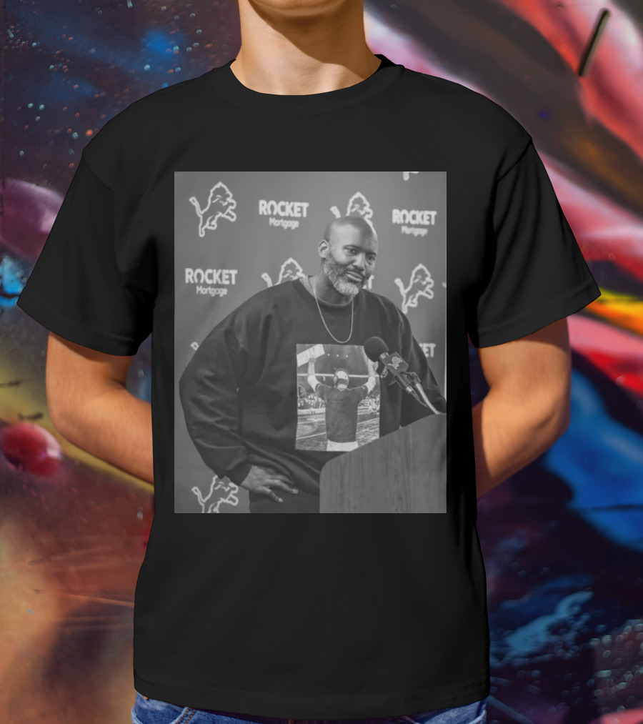 Dan Campbell Holmes Rocket Mortgage Lions Fan Speaker T-Shirt