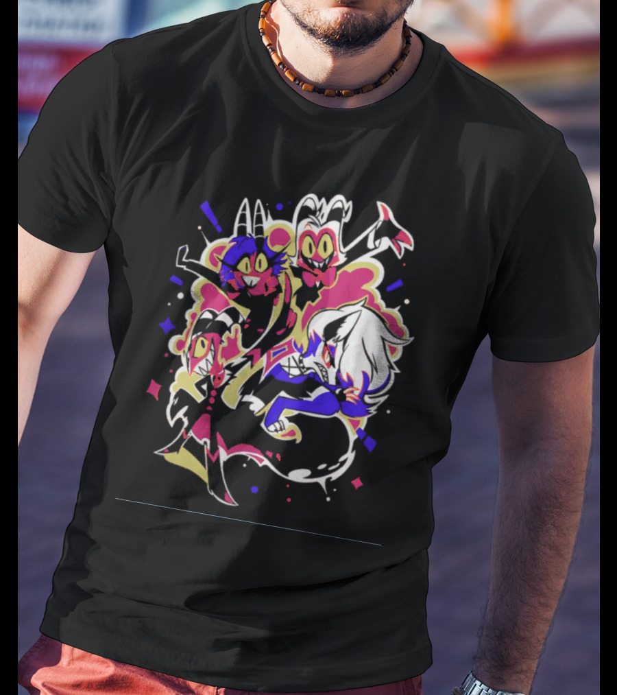 Shark Robot Shop Imp Pop Squad Helluva Boss Cartoon Characters T-Shirt