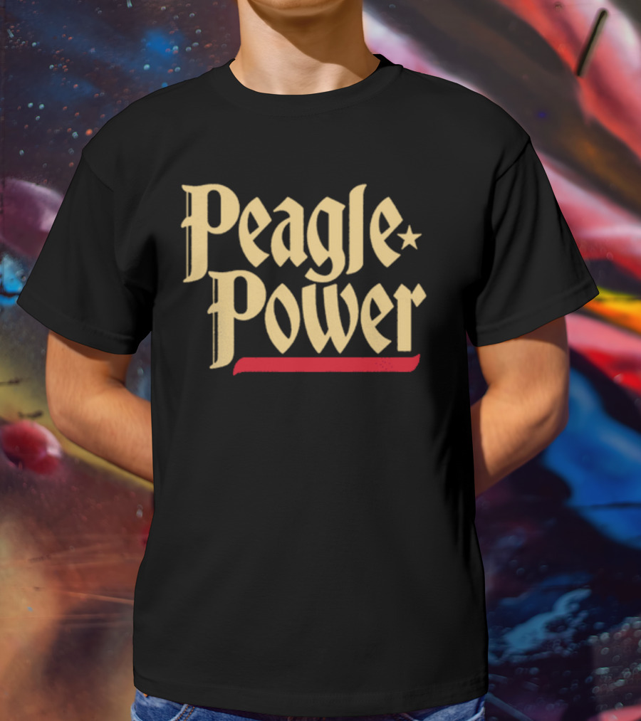 Peagle Power Retro Style Text With Red Underline And Star T-Shirt