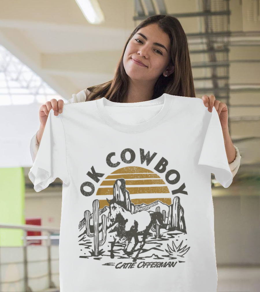 Ok Cowboy Catie Offerman Desert Horseback Scene T-Shirt
