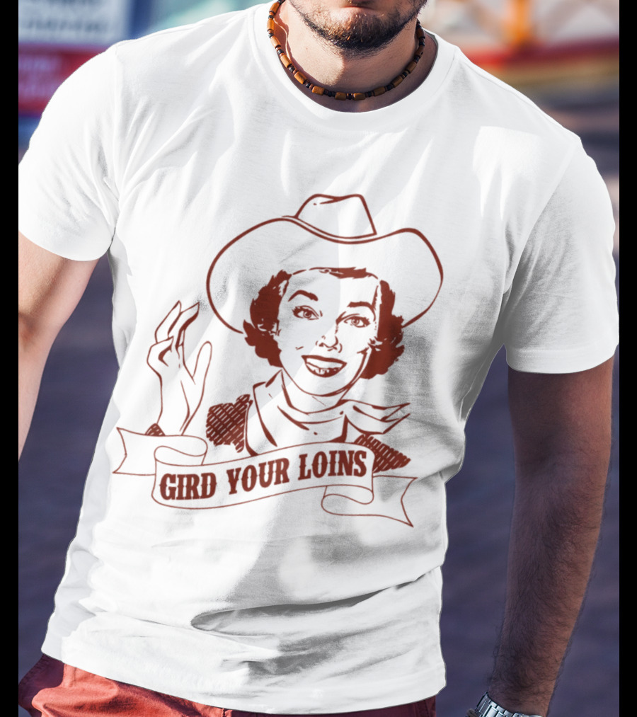 Giggly Squad Merch Gird Your Loins Cowboy Illustration Blush T-Shirt